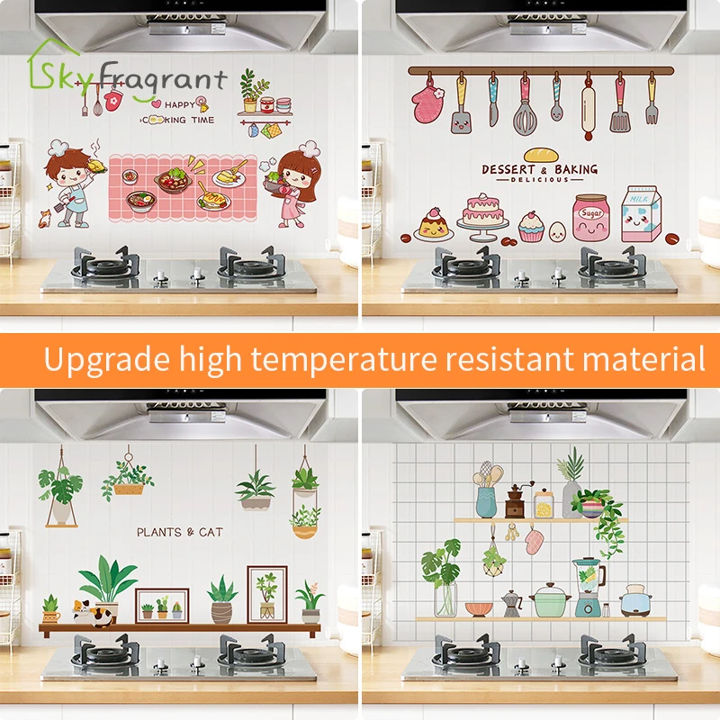 

Kitchen Hood Stove Desktop Waterproof Wall Stickers High Temperature Resistance Oil Proof Home Decor Vinyl Sticker Self Adhesive