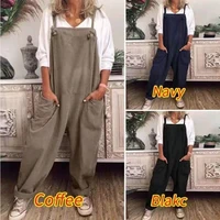 new female jumpsuit%c2%a0solid color%c2%a0pocket%c2%a0rompers sleeveless middle waist cargo pants %c2%a0summer plus size women %c2%a0overalls%c2%a02021 ab166