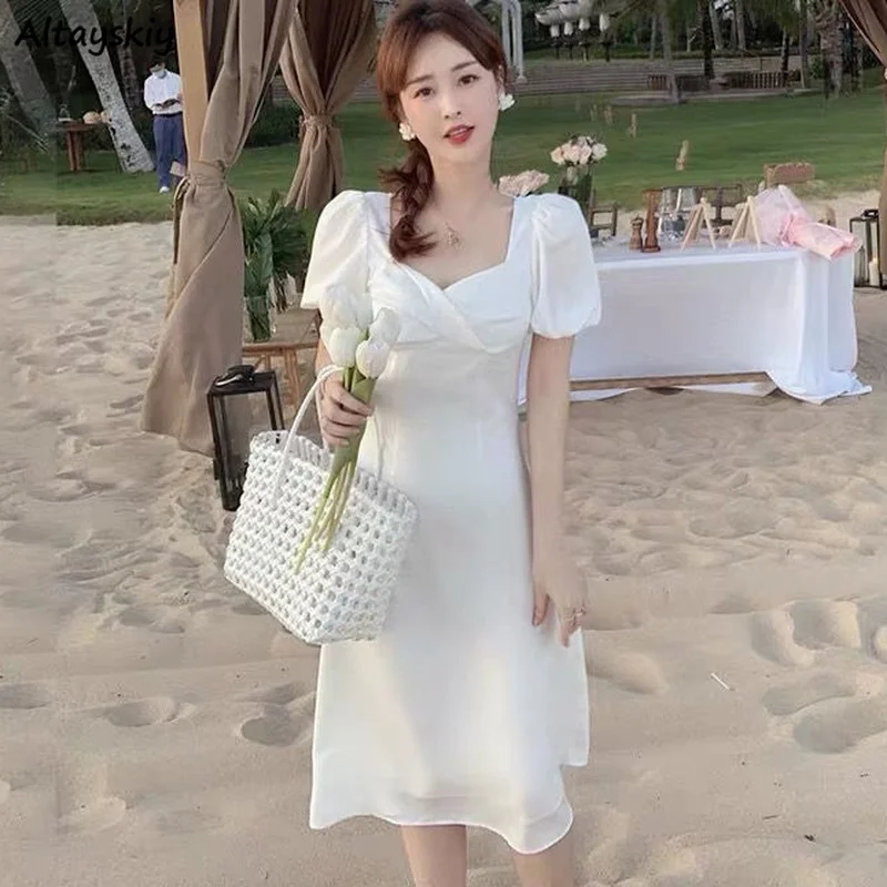 Платье женское однотонное до середины икры повседневная шикарная вечерняя