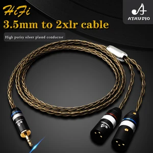 ataudio hifi 3 5mm to 2xlr cable high end silver plated stereo 3 5 aux to dual xlr audio cable free global shipping