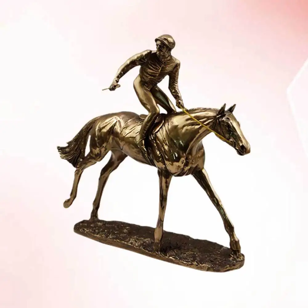 

1PC Horseman Riding Horse Desktop Decor Creative Copper Desktop Adornment Mini Single Horse Racing Crafts Decorati
