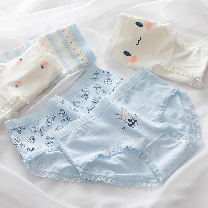 Трусики женские хлопковые в японском стиле нижнее белье с клубничным кроликом