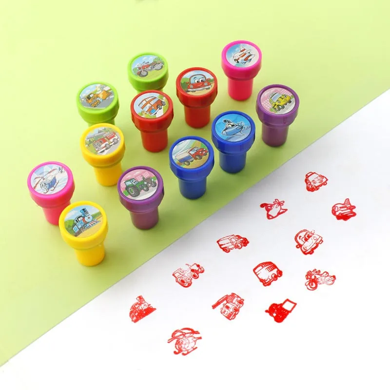 12 шт./компл. Дети партия игрушки марки автомобили динозавр королева дети печать