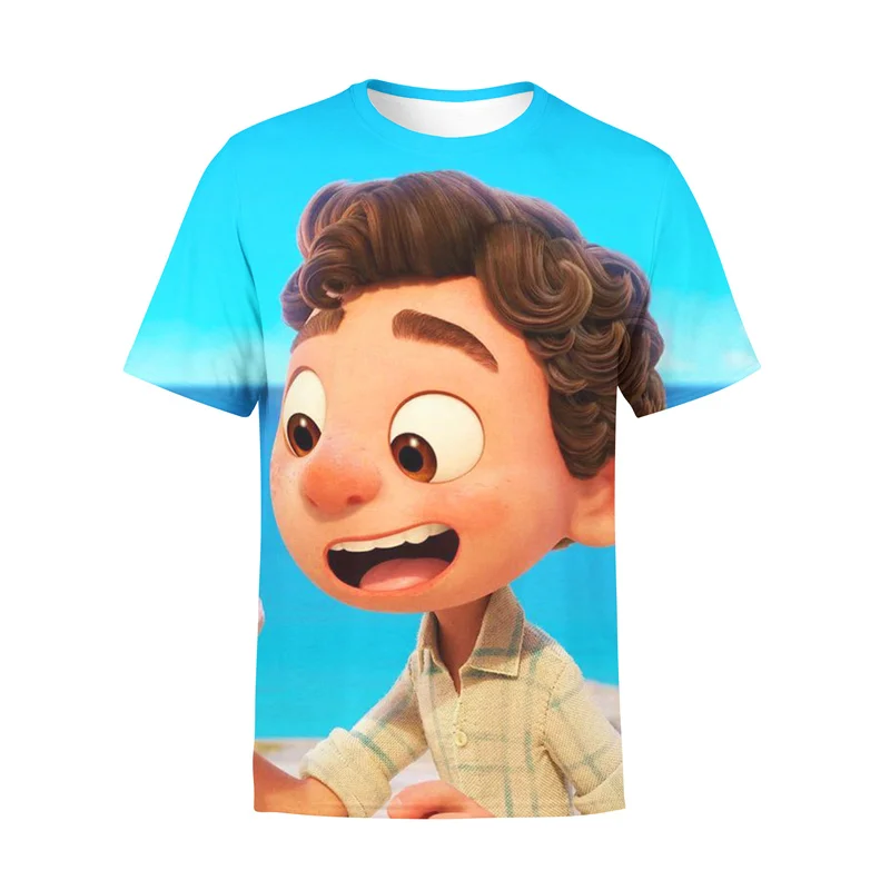 Disney Pixar Luca T Shirt Children Kids Kawaii Summer Cartoon Sea Monsters T-shirt for Girls Boys Clothing Unisex Short Sleeve | Детская