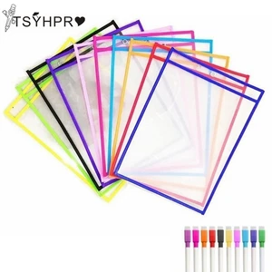 Многоразовые карманы для файлов из полипропилена с ручкой, детские сухие стираемые карманы для самостоятельной сборки, подвесные полипропиленовые файлы для письма, используемые для обучения