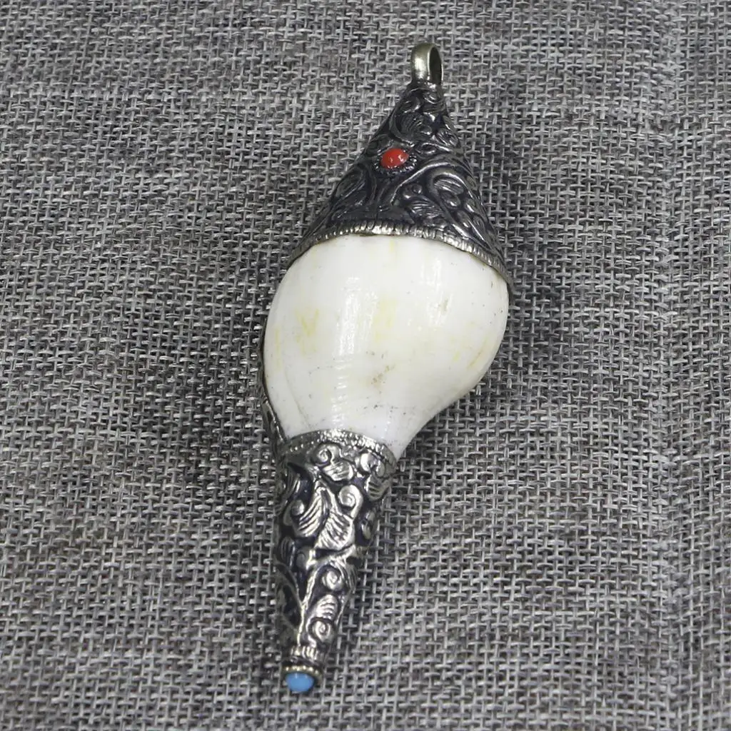 Nepal Tibet Conch Shell Trumpet Pendant Handmade Nacklace Ca