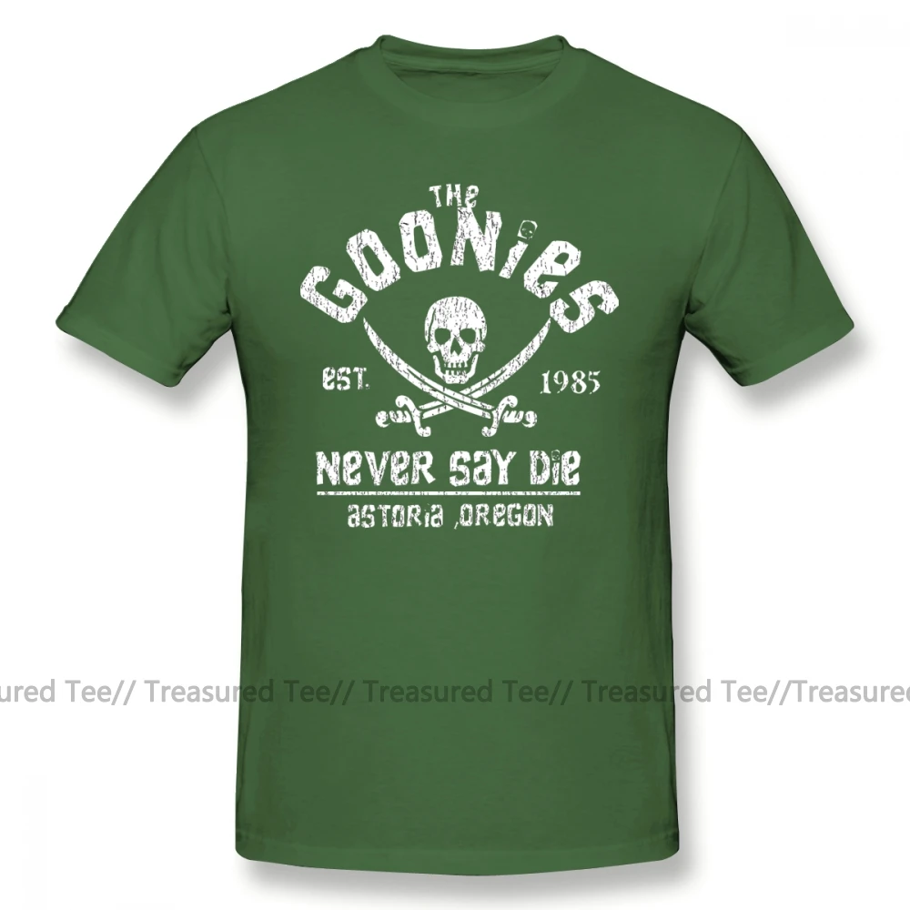 Футболка с надписью "Goonies", Футболка с коротким рукавом, графическая футболка, 100 хлопок, Пляжная Мужская большая футболка - Цвет: Army Green