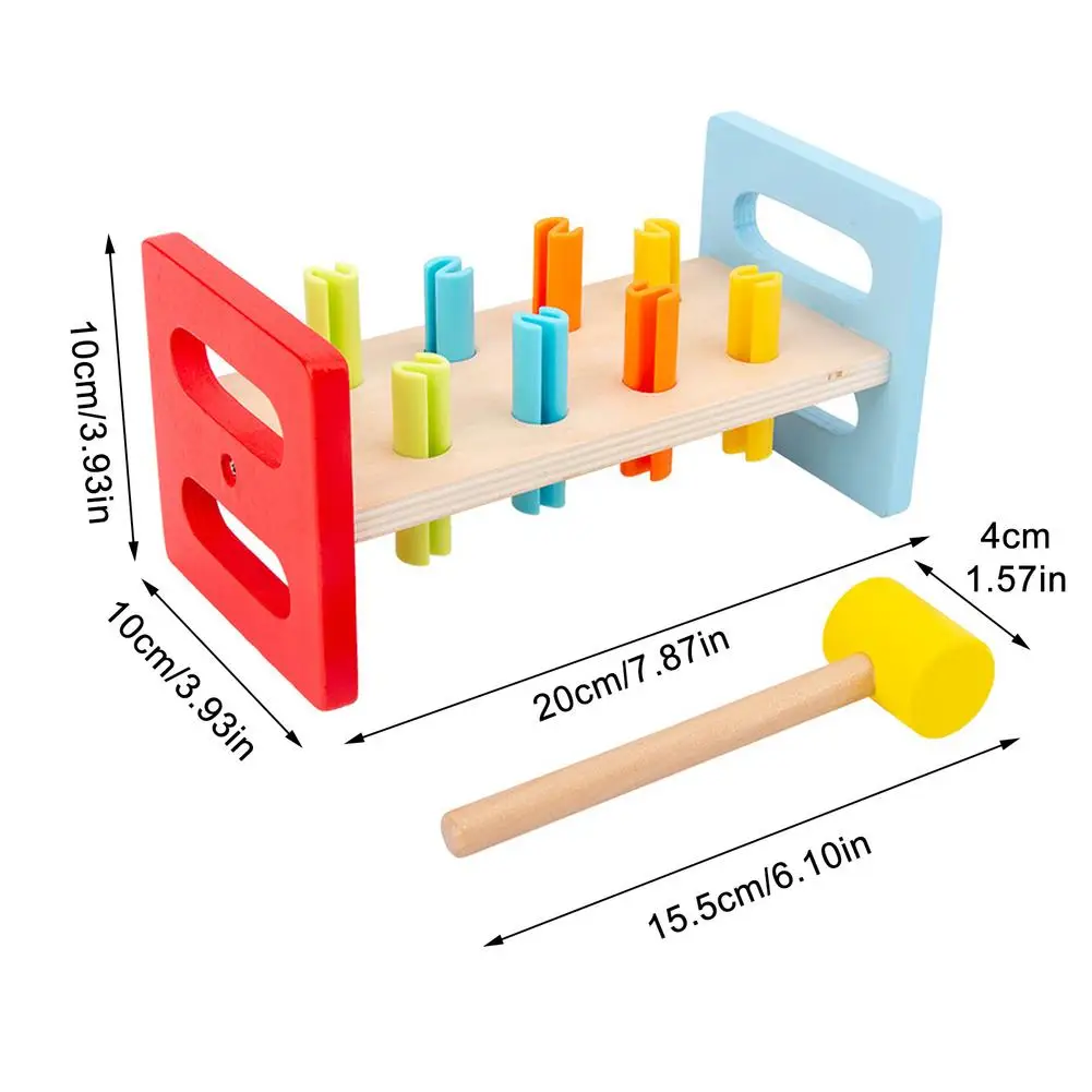 Деревянная игрушечная скамья с молотком развивающая деревянная игрушка для