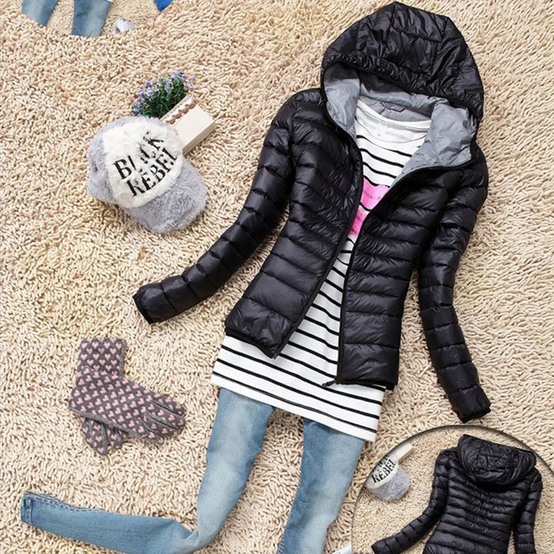 Женская хлопковая куртка с капюшоном модная зимняя утепленная повседневная