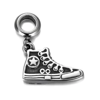 stainless steel spacer bail bead with shoe charms 5mm hole polished metal charm accessories for diy bracelet jewelry making