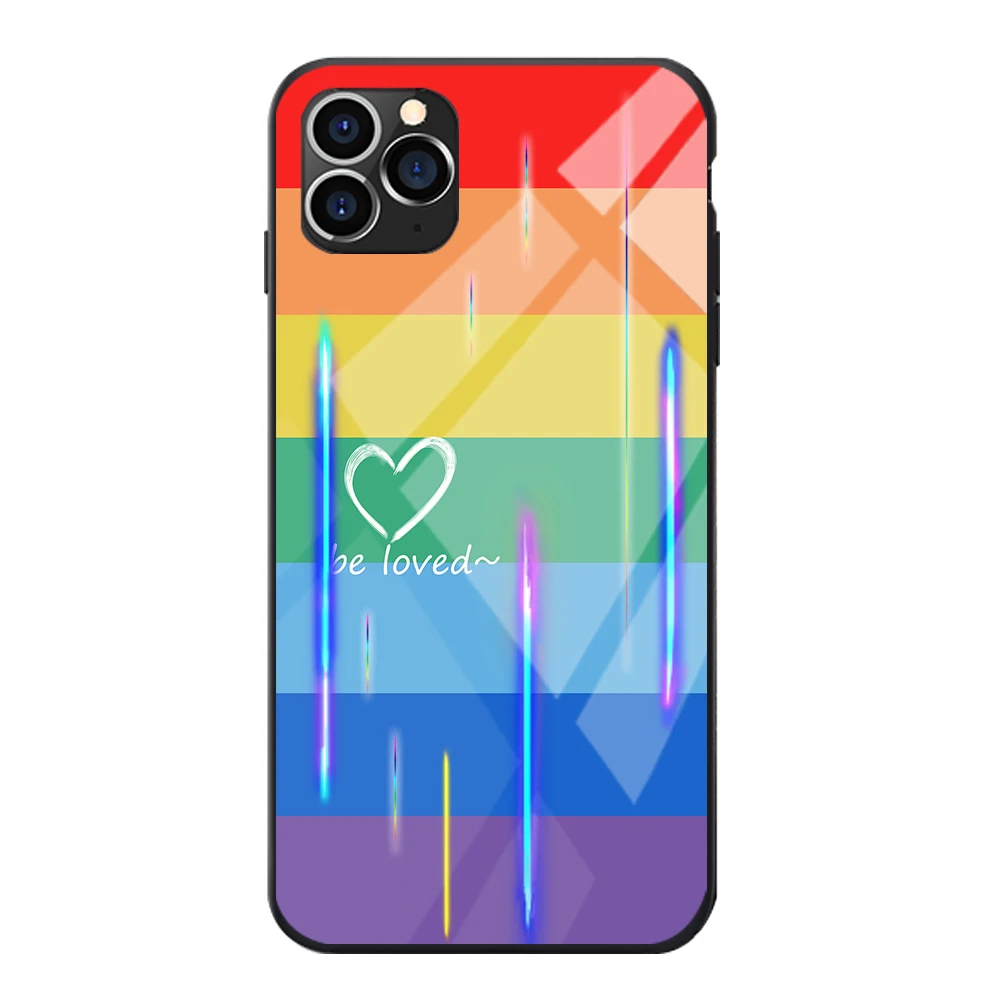 Радужный красочный любовь Полярный эффект закаленное стекло ТПУ чехол для