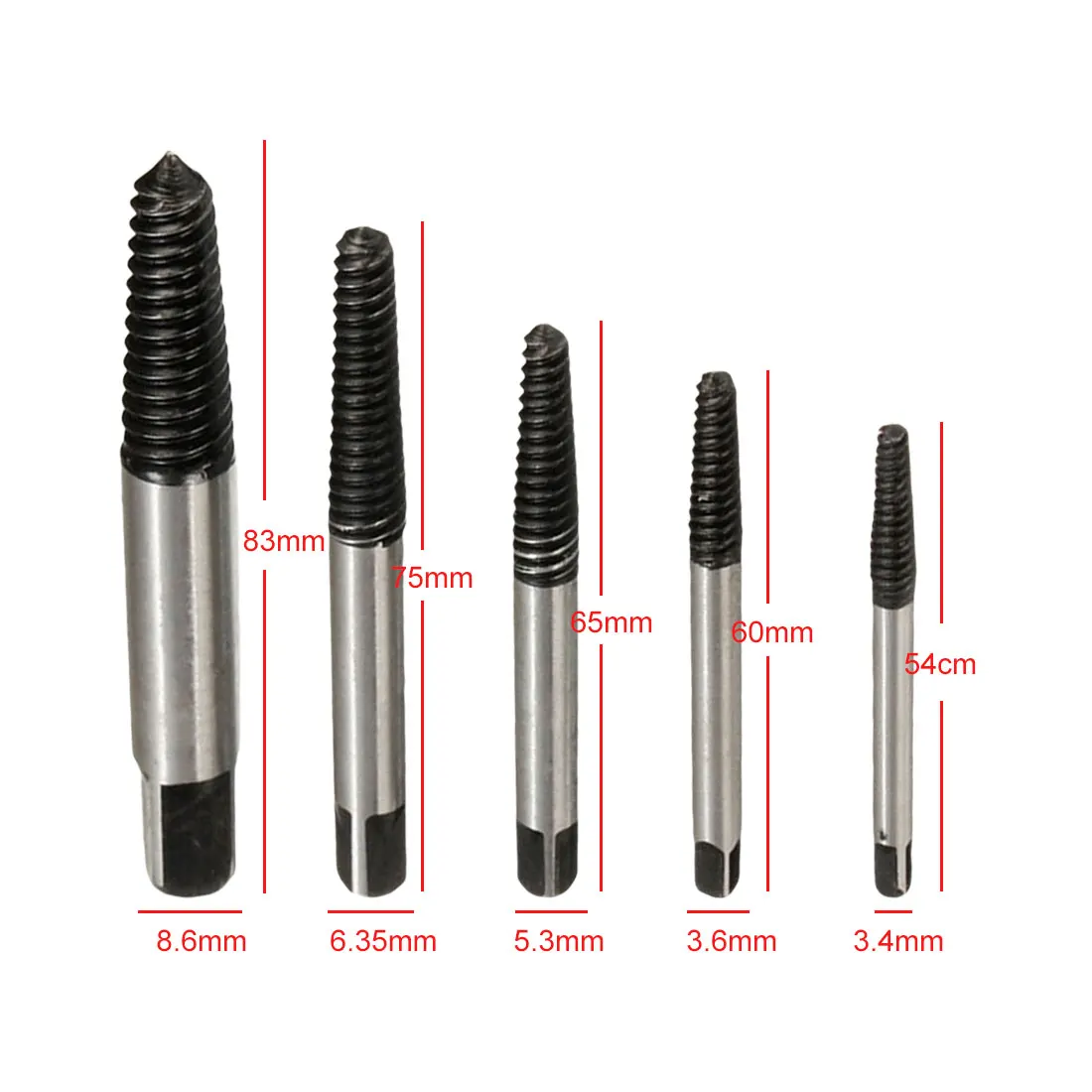 

5pcs / set Stainless Steel Broken Speed Out Damaged Screw Extractor Drill Bit Guide Set Broken Bolt Remover Easy Out Set