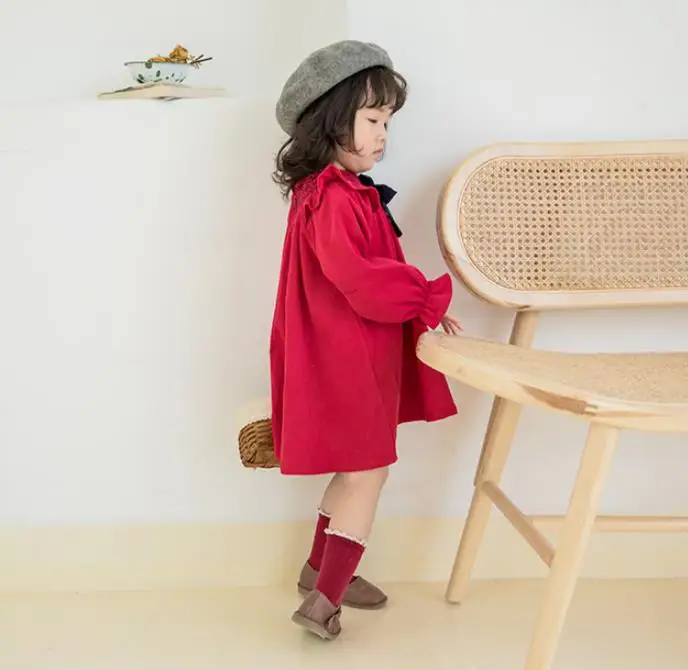 Осеннее платье для девочек зимняя одежда детские топы хлопковые осенние рубашки