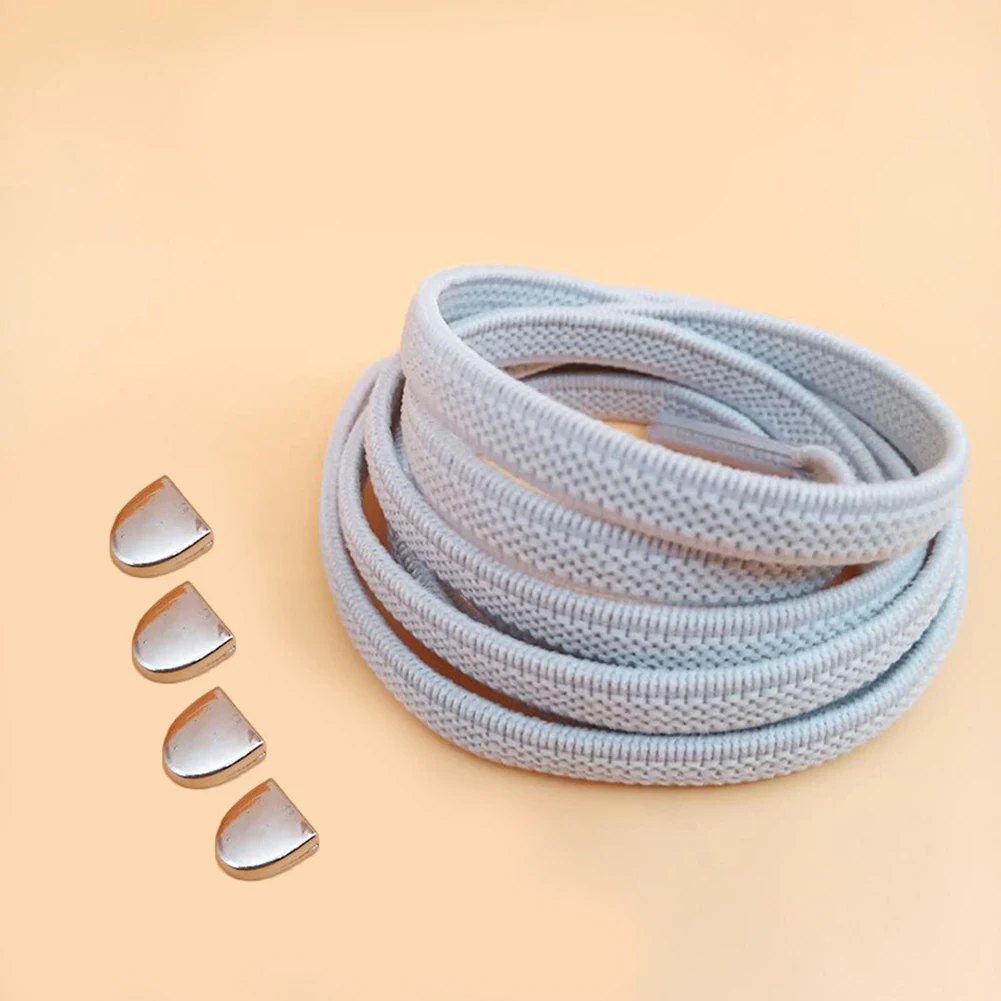 Light Grey Металлические пряжки D слово ленивые шнурки свободный галстук эластичные Дикие повседневные плоские шнурки Спорт Путешествия шнурки белый зеленый DIY аксессуары - Цвет: Light Grey