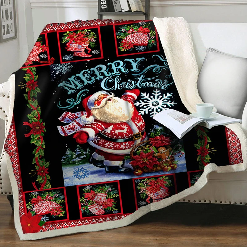 

Великолепное одеяло с цветами, флисовое 3D одеяло с Санта-Клаусом, теплое мягкое удобное фланелевое одеяло, Рождественский подарок