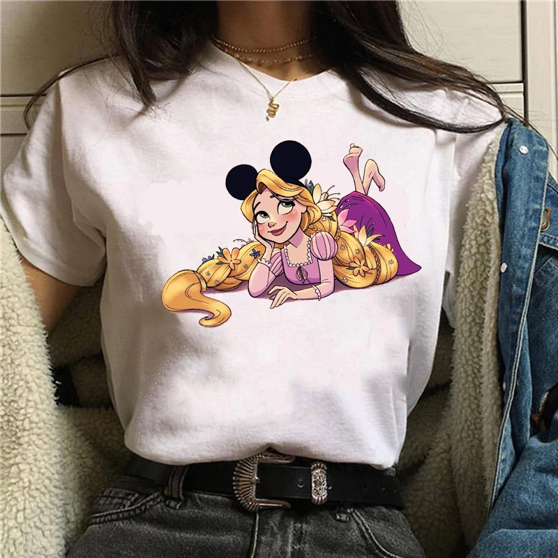 BONJEAN летняя футболка Милая Микки принцесса печатная Футболка Kawaii Harajuku забавная