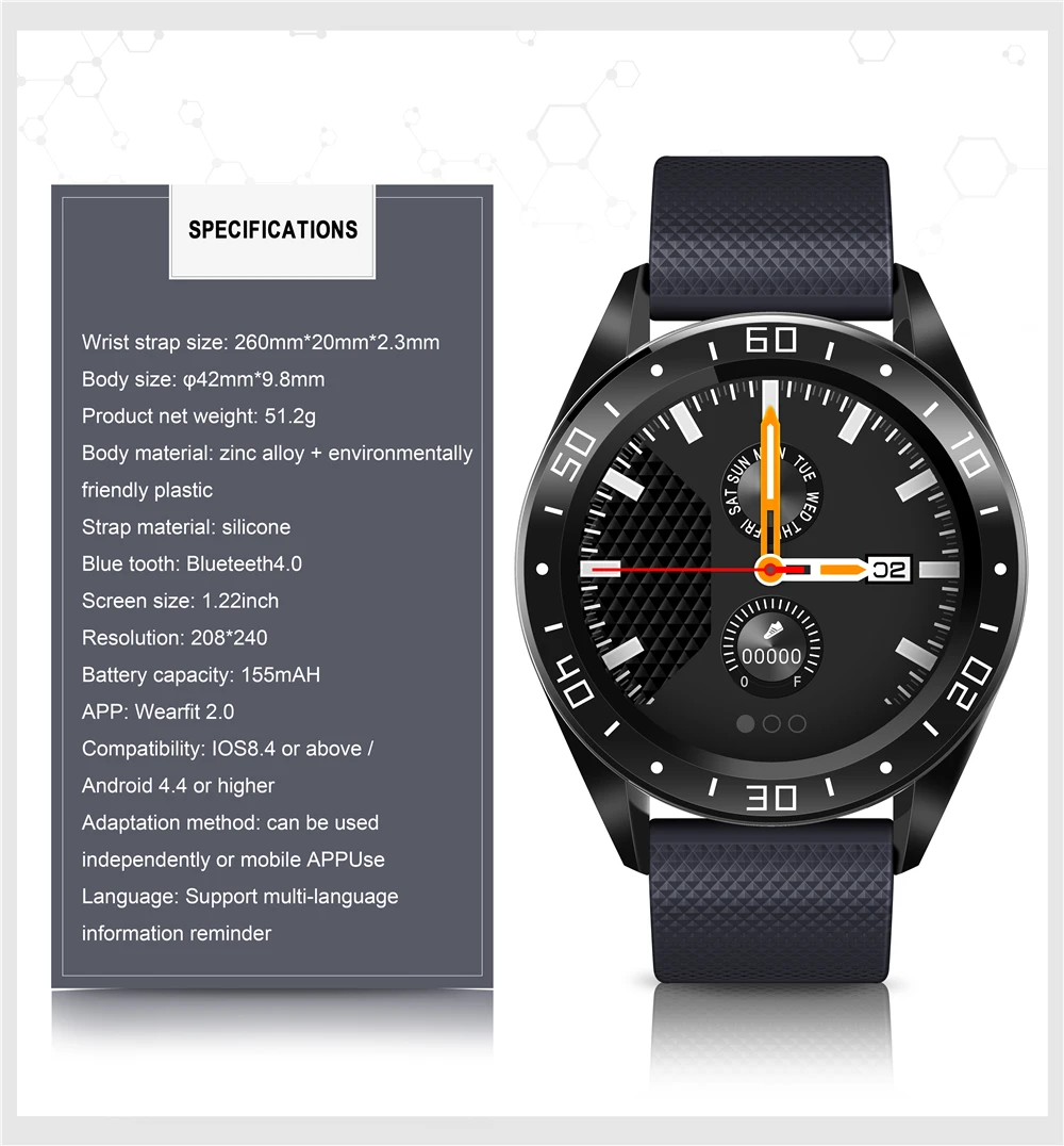 Letike, новейшая мода, GT105, умные часы для мужчин и женщин, монитор артериального давления, спортивный фитнес-браслет с SMS whatsapp notifiction