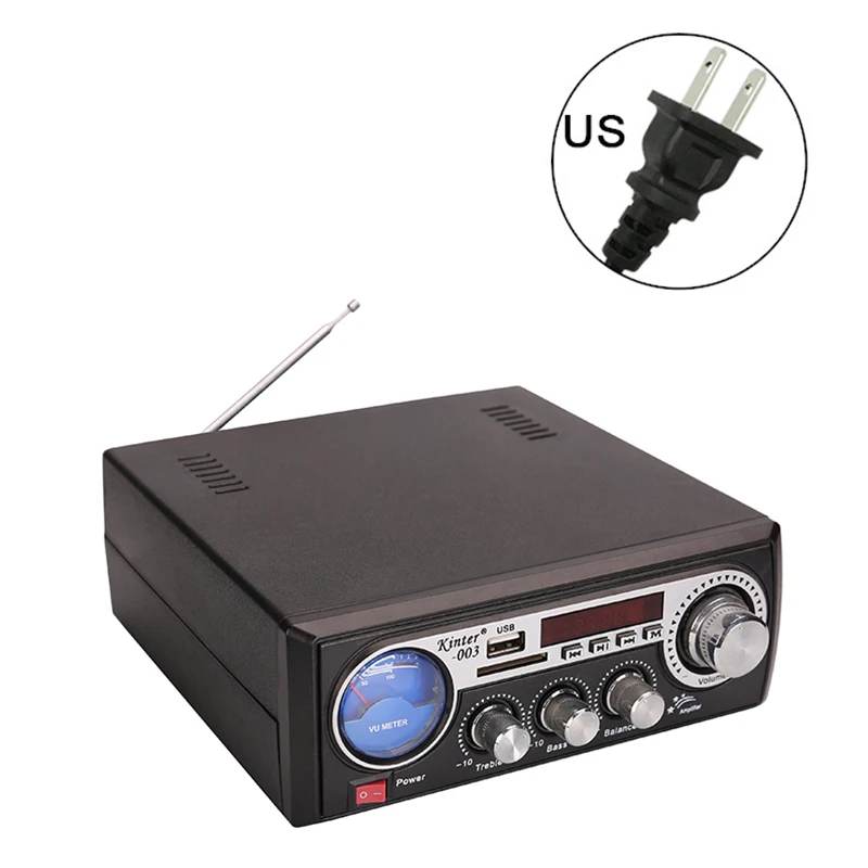 110V US Kinter-003 мини-усилитель аудио стерео звук Питание 220 В и 12 в предложение USB SD карта вход FM радио пульт дистанционного управления - Цвет: 110V US
