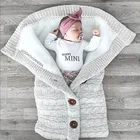 Зимние теплые спальные мешки для новорожденных, детские вязаные пеленки с пуговицами, пеленка, Пеленальное Одеяло для коляски, постельное белье