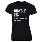 Новой летней одежды для девочек футболка с короткими рукавами и круглым вырезом женские забавные езда на велосипеде, езда на велосипеде, хлопковый топ, футболка