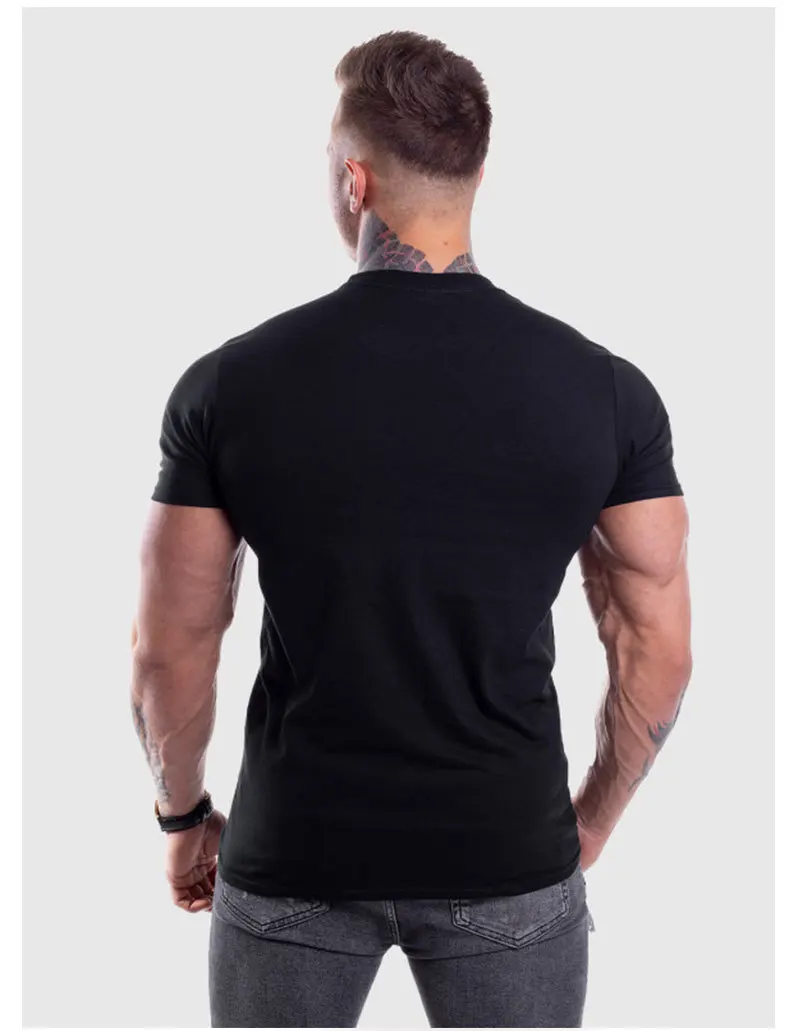 Новинка 2019 мужские спортивные тренажерные залы футболка для фитнеса