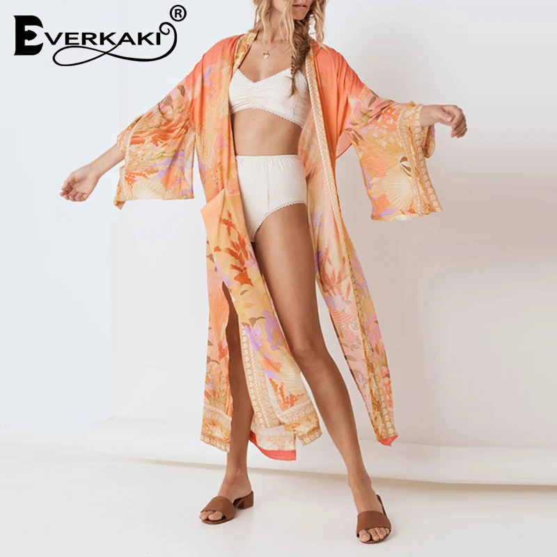 Женское винтажное пальто в стиле бохо с цветочным принтом и поясом|Женские