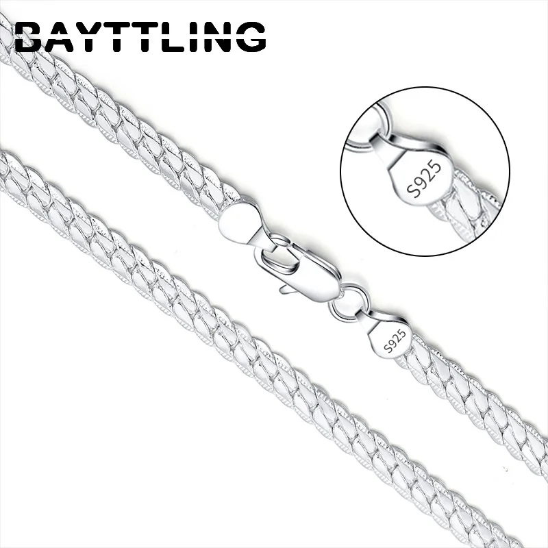 

BAYTTLING 8 Inch Silver Color 5MM Gold/Silver Full Side Chain Bracelet For Woman Man Fashion Wedding Party Jewelry Gift