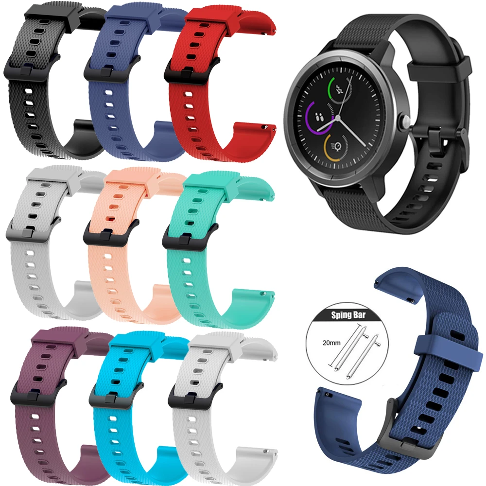 Цветной быстросъемный браслет для Garmin Vivoactive3 силиконовый Vivomove HR сменный ремешок