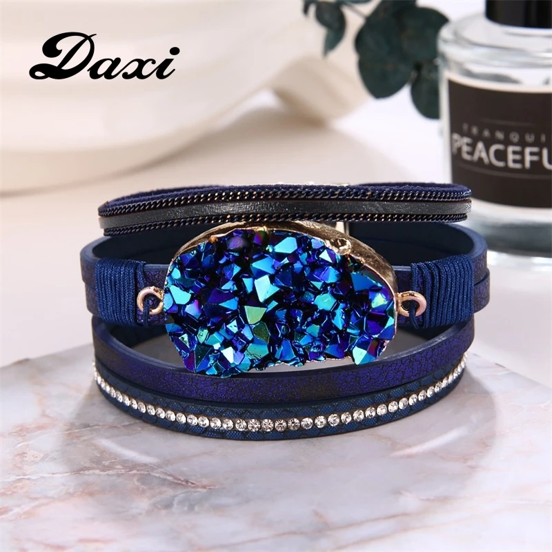 Браслеты DAXI с большим камнем и кристаллами женские Ювелирное Украшение на
