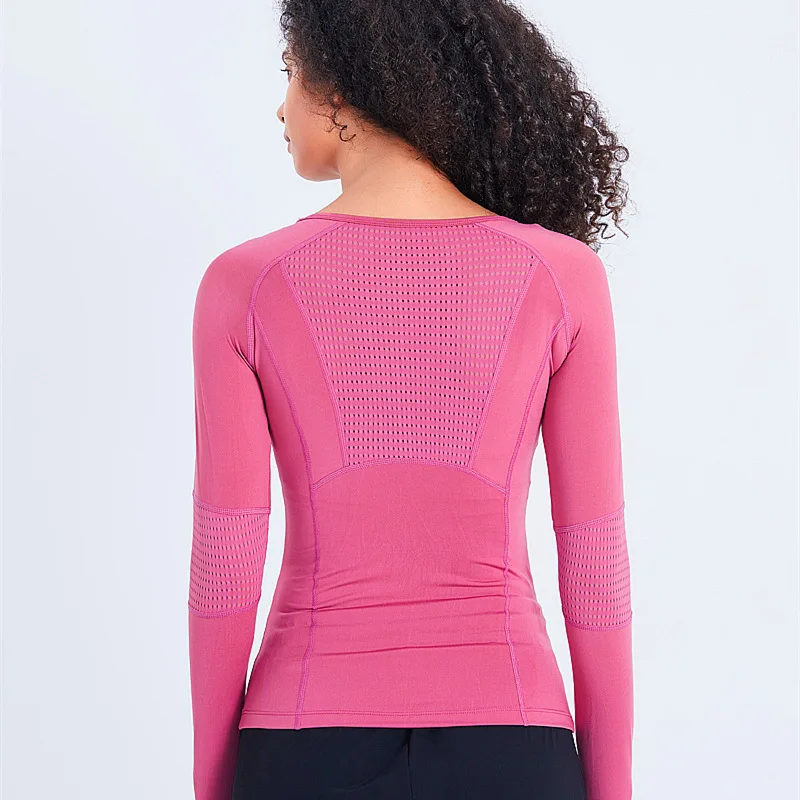 Zhangyunuo женский топ для йоги высокая эластичность сетка спортзала строчка нейлон