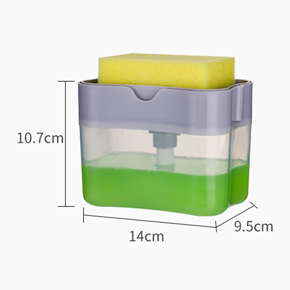 

Kitchen Tool Soap Dispenser Pump With Sponge Cleaning Liquid Dispenser Container Manual Press Soap Organizer