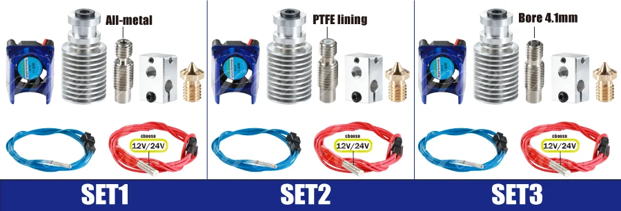 Mellow Top Quality All Metal V6 J-head Hotend Bowden Extruder Kit For E3d V6 Hotend Cooling Fan Bracket Block 3D Printers Parts