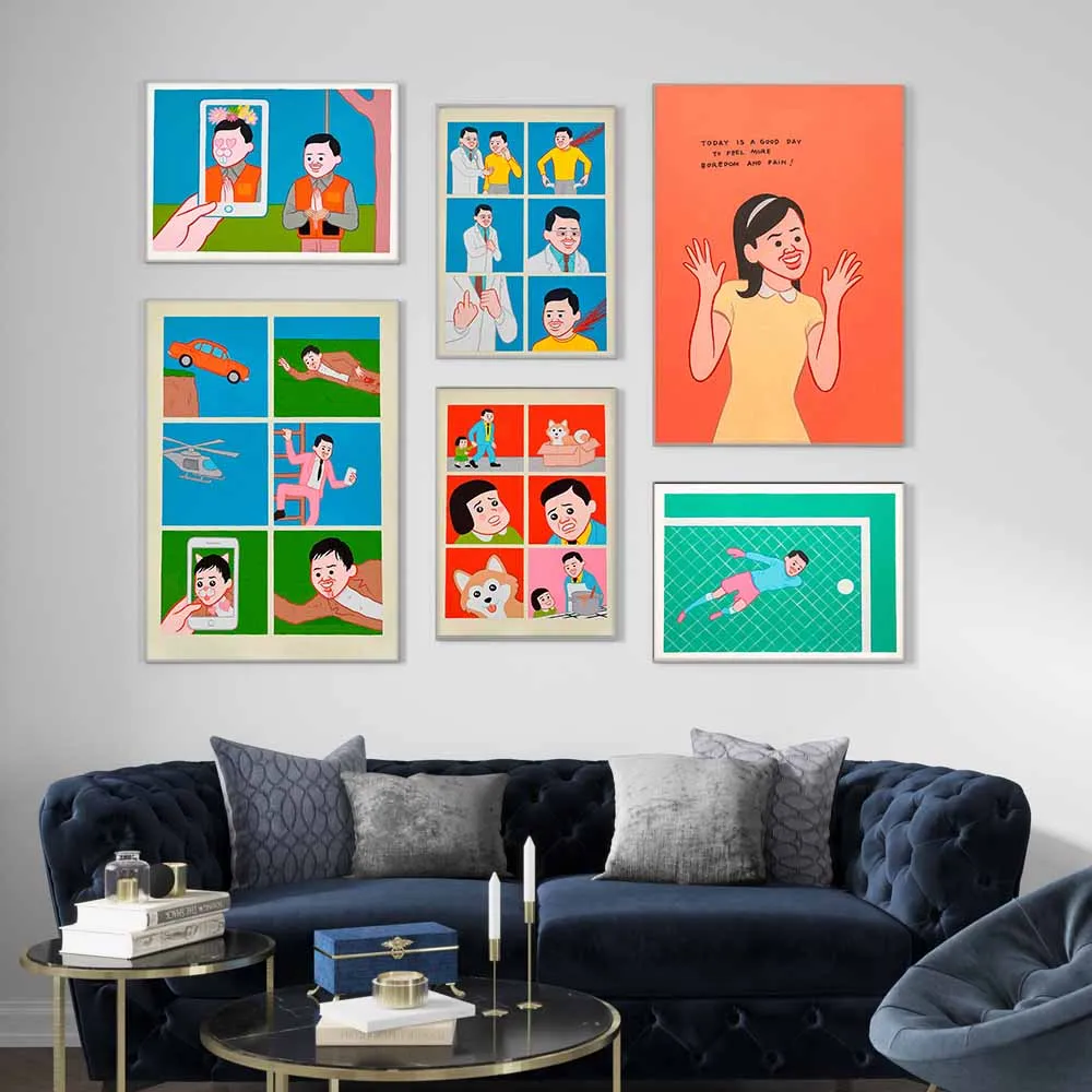 

Contemporary art abstract Joan Cornella prints, retro fun and popular poster canvas painting bedroom living room wall Nordic hom