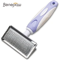 benepaw professional dog brush massages particle ergonomic anti slip pet grooming slicker comb removes tangles dander loose hair