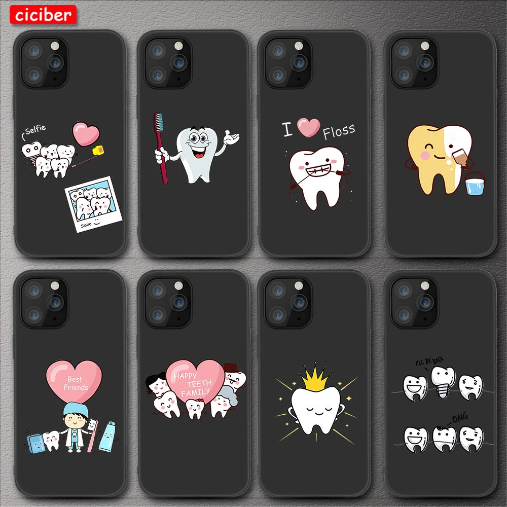 

Tooth Dentist Phone Case For iPhone 11 12 Pro Max Mini Cover for iPhone X XR XS MAX 7 8 6 6S Plus 5S SE 2020 Soft TPU Back Funda