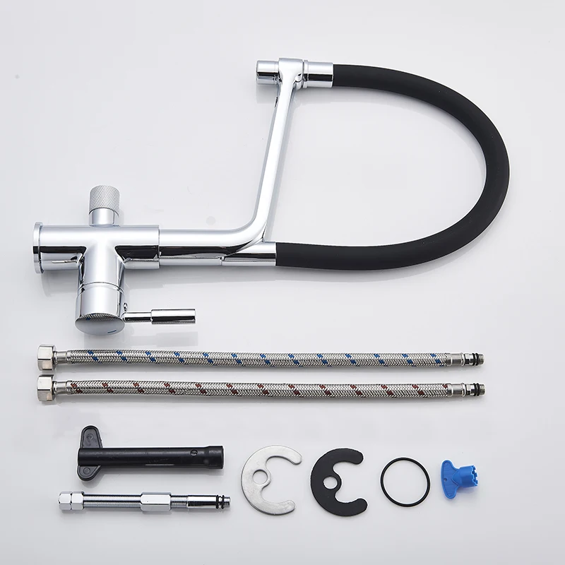 

Matte Black Kitchen Sink Faucet Tap Pure Water Filter Mixer Crane Dual Handles Purification Kitchen Hot and Cold Faucet