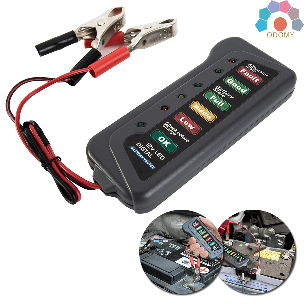 

6 LED Lights Display Auto Car Diagnostic Tool Mini 12V Car Battery Tester Car Battery Alternator for Cars Vehicle Motorcycle