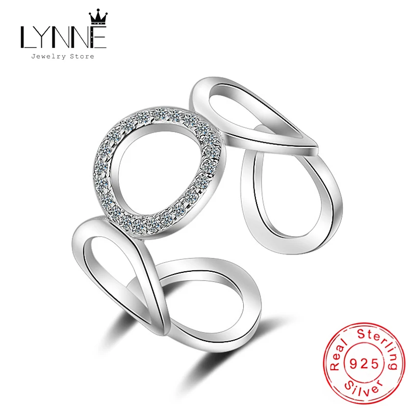 

New Fashion Circle Form Surround Design Rhinestone Rings 925 Sterling Silver Round CZ Resizable Elegant Ring Women Jewelry Gift