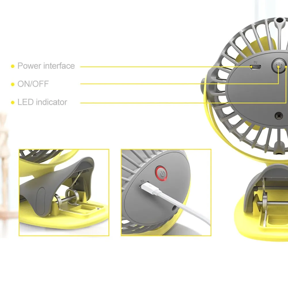 Портативный Настольный вентилятор с зажимом 360 градусов 4 скорости