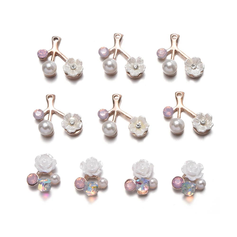 

10Pcs/Lot fashion alloy pearls pendant blosso branch tree charm tree leaf pendant for diy jewelry headdress making accessories