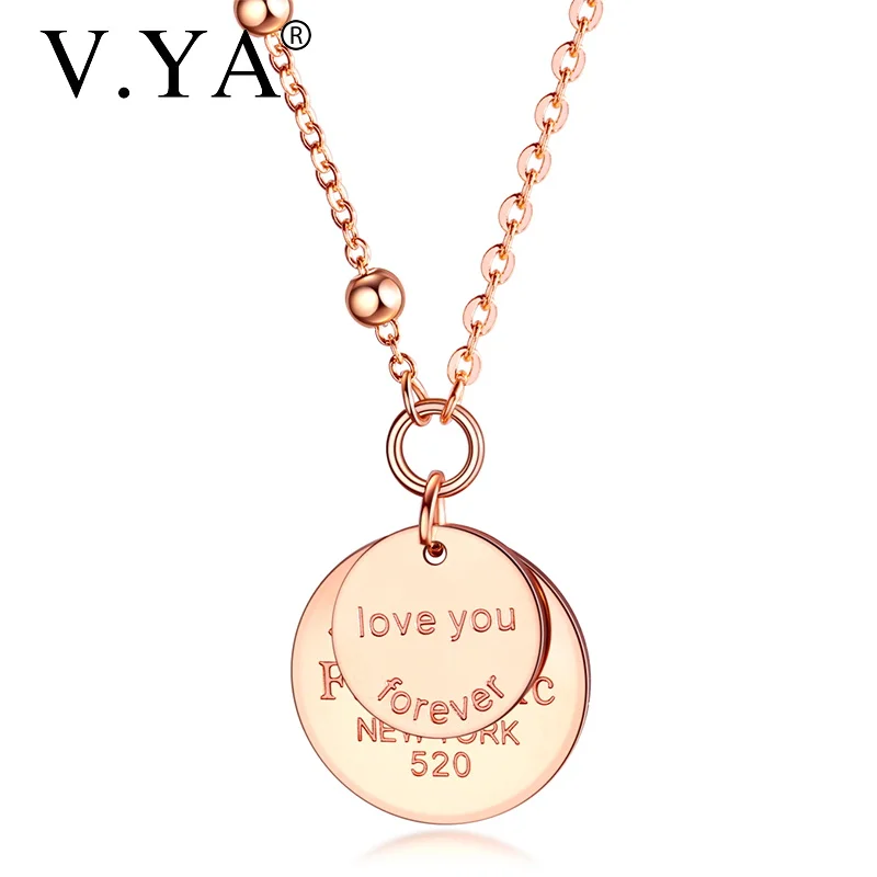 Золотая цепочка V.YA из нержавеющей стали с двойной подвеской гравировкой