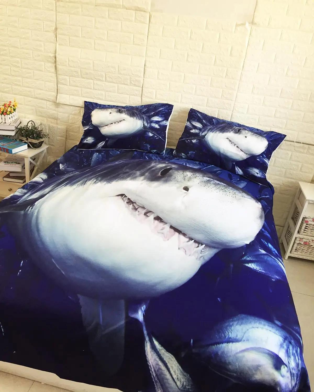 

Milsleep 3D Print Home Textile Bedding Set Duvet Cover Set Twin Full Queen Size set with Shark Fish Ocean for boys adult