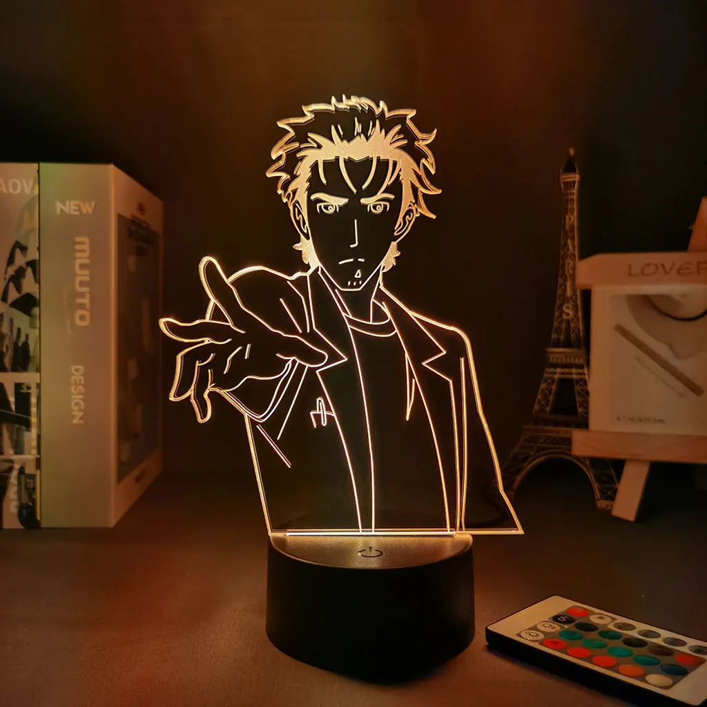 

Anime Figure Steins Gate Rintarou Okabe 3D Lamp Neon Lamp For Home led lamp Kids Bedroom Home Decor Manga Desk Lamp