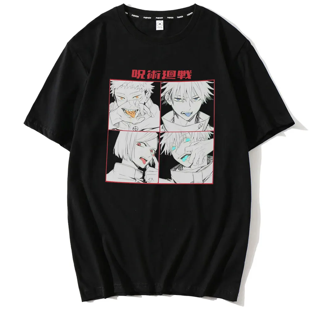 

Футболка мужская с коротким рукавом, крутая тенниска унисекс, повседневная майка с забавным принтом граффити, юютсу, кайсен, годжо, Сатору, л...