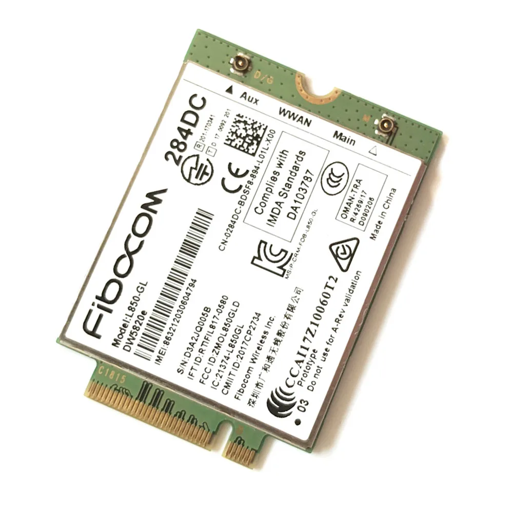 DW5820e Fibocom L850 GL LTE/WCDMA 4G WWAN карта модуль 0284DC 284DC для ноутбука DELL 3500 5400|Сетевые карты| |