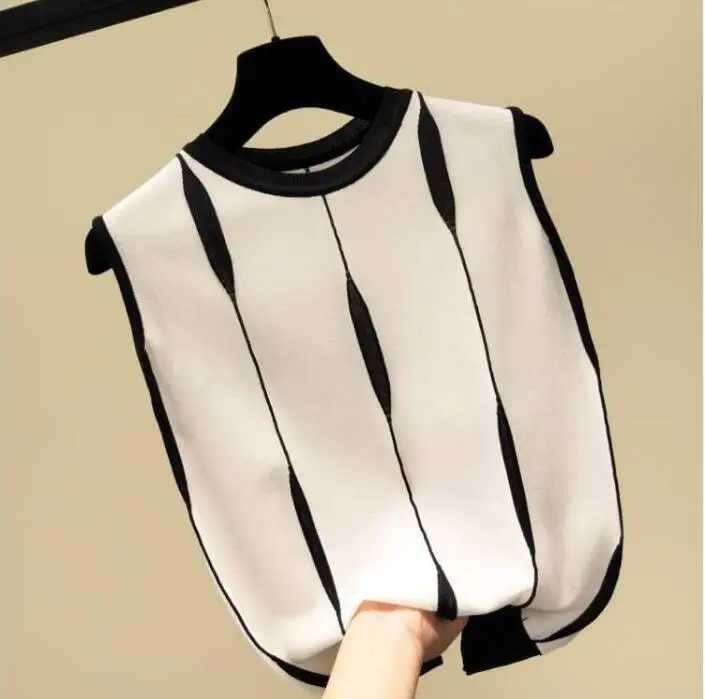 

Женский трикотажный топ без рукавов, яркая однотонная Повседневная рубашка из вискозы, Элегантная трикотажная одежда в корейском и японско...