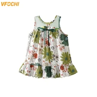 vfochi 2021 new girl dresses summer sleeveless girls clothes floral print lace kids dresses for girl casual girls beach dress