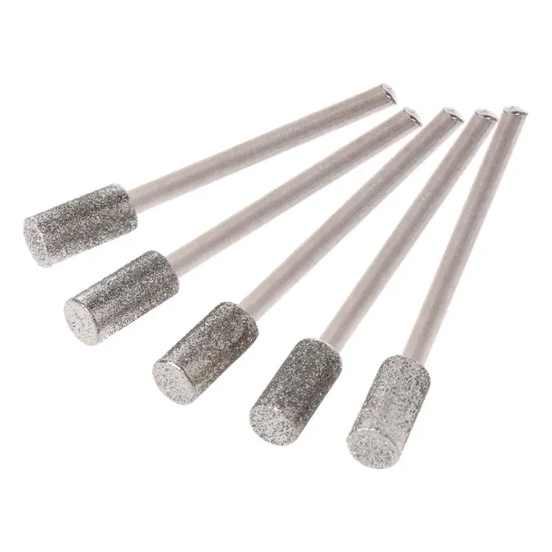 

5PCS Diamond Coated Cylindrical Burr 5mm Chainsaw Sharpener Stone File Chain Saw Sharpening Carving Grinding Tools
