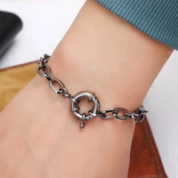 polished metal link chain gunmetal bracelets bangles for women summer fashion boutique jewelry accessories wholesale