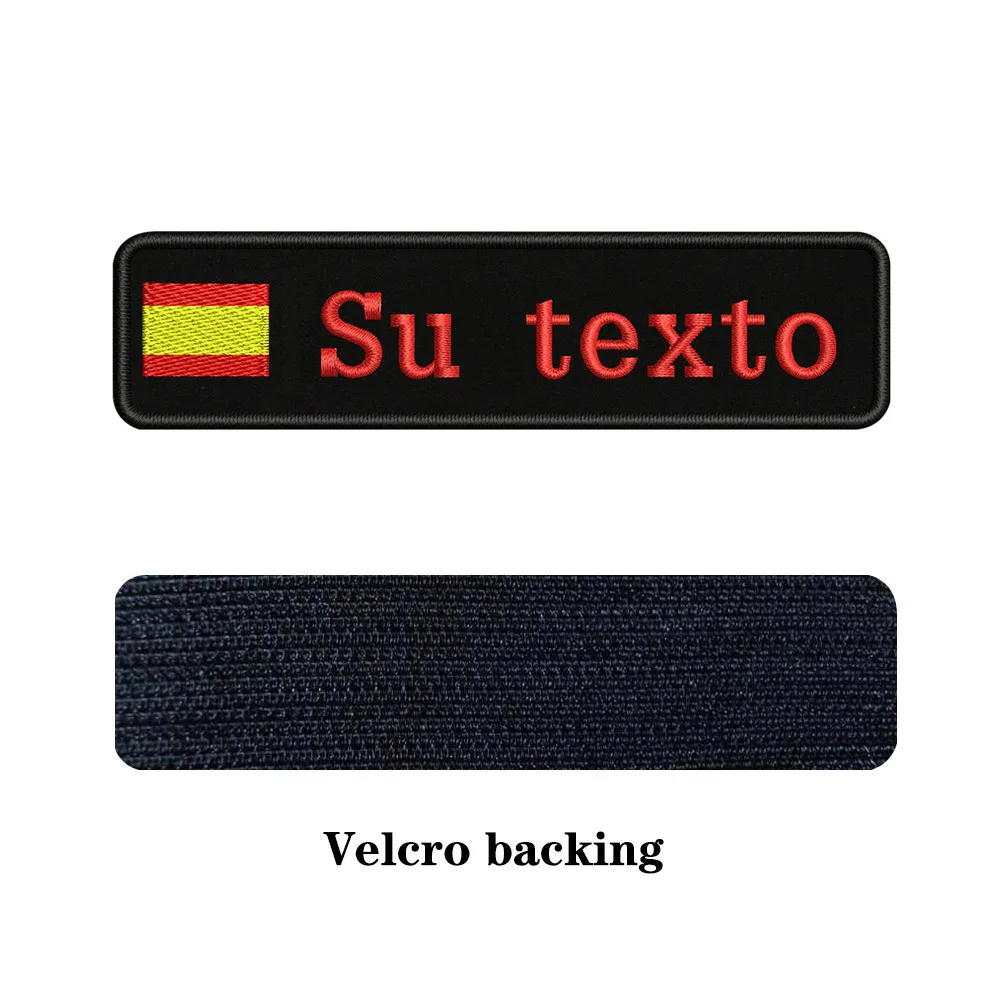 Rose red-Velcro На заказ Вышивка Флаг Испании имя или заплатка с текстом 10 см* 2,5 см значок Утюг на или липучке Подложка для одежды брюки рюкзак шляпа - Цвет: Rose red-Velcro